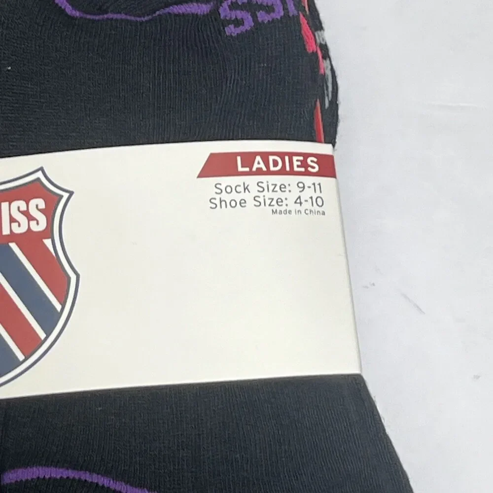 K‎ Swiss Women's No-Show Socks 6 Pack Medium 4-10 Black Flow Cool $28 Arch Ring